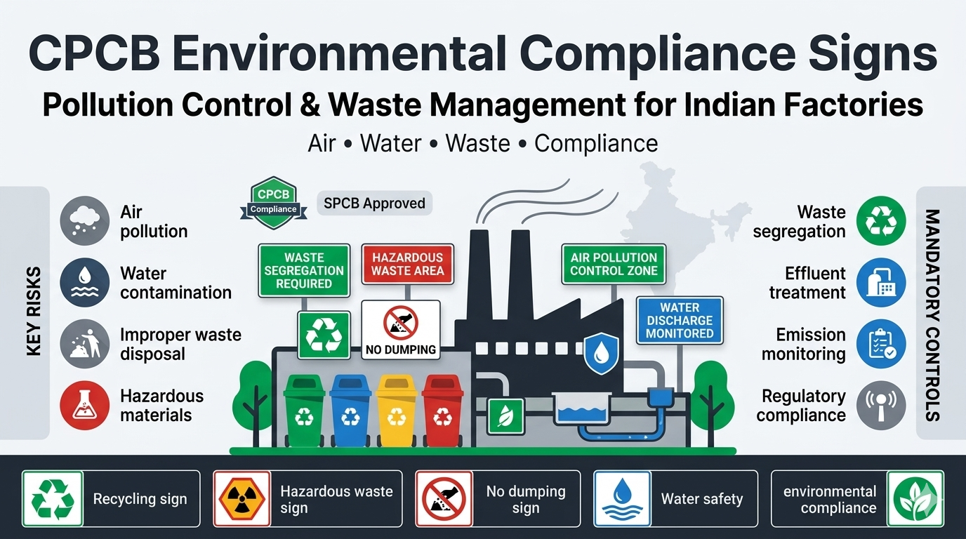 CPCB Environmental Compliance Signs for Indian Factories: Pollution Control and Waste Management
