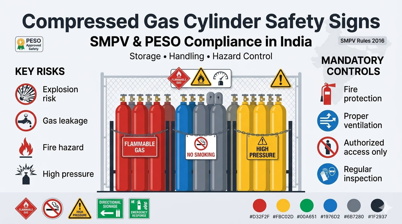 Compressed Gas Cylinder Safety Signs in India: SMPV and PESO Requirements
