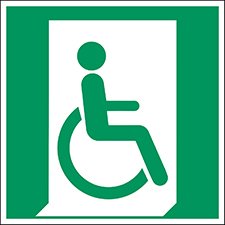 ISO Safety Sign - Emergency exit for people unable to walk or with walking impairment, right