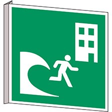 ISO Safety Sign - Tsunami evacuation building