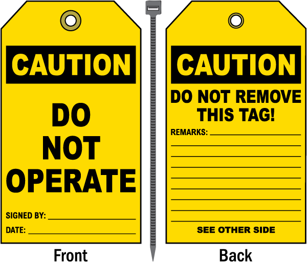 Caution Do Not Operate Tag