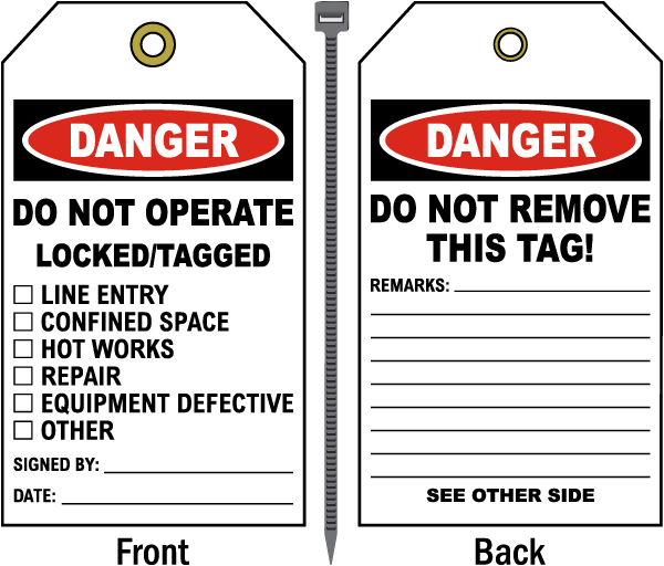 Danger Do Not Operate Locked/Tagged Tag