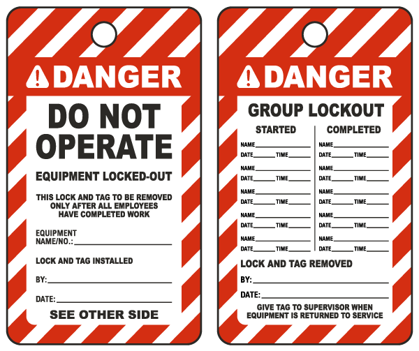 Danger Lock And Tag To Be Removed Only After All Employess Have Completed Work Tag