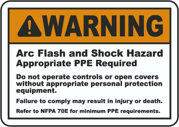 Warning Arc Flash & Shock Hazard Label