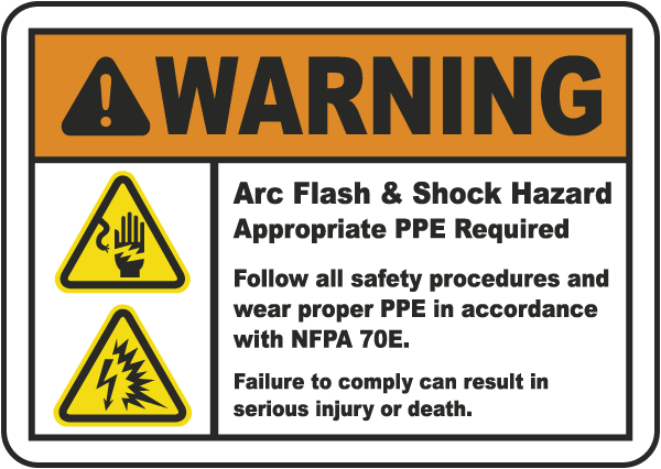 Warning Arc Flash & Shock Hazard Label