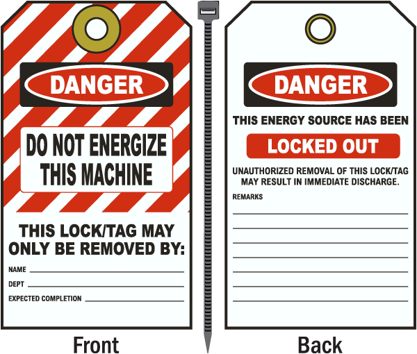 Danger Do Not Energize This Machine Tag