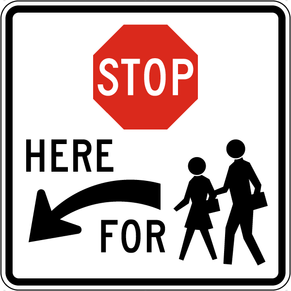 Stop Here For School Crossing Left Arrow Sign