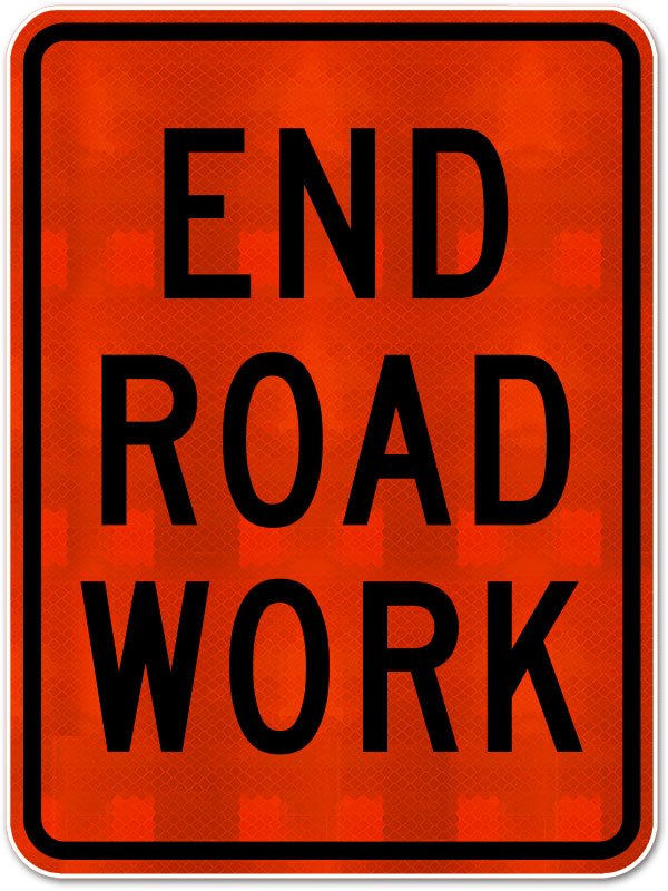 End Road Work Sign