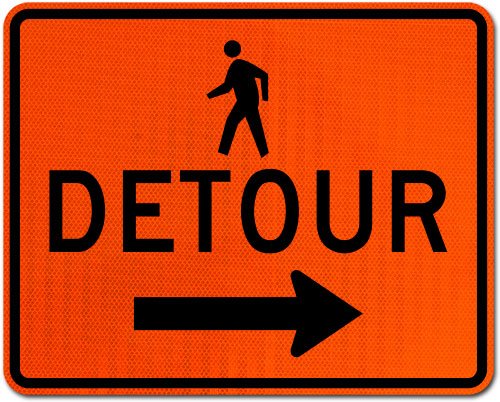 Pedestrian Detour Sign (Right Arrow)